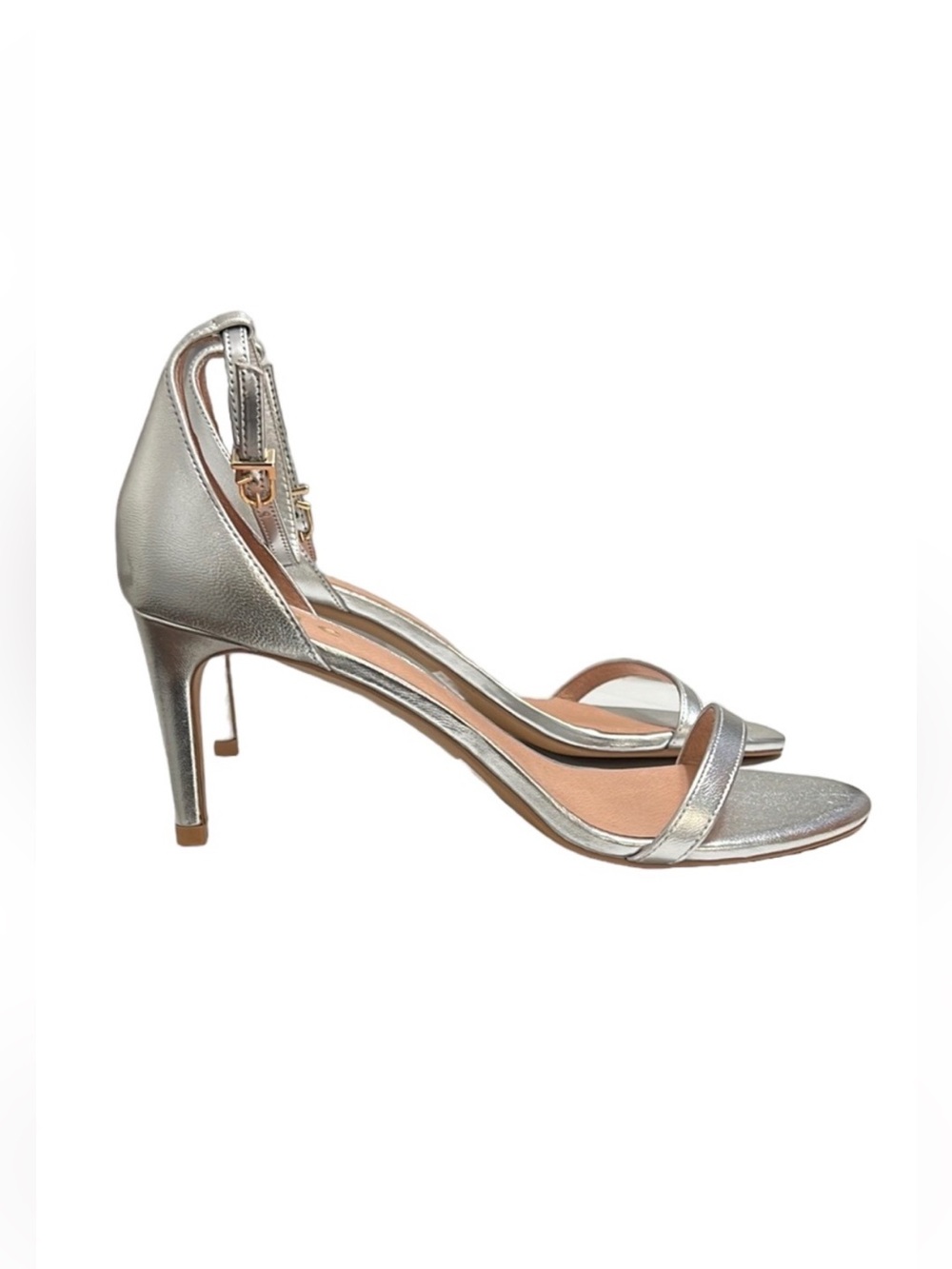 Joie Maisie Silver Leather Ankle Strap Heeled Sandals Size 10